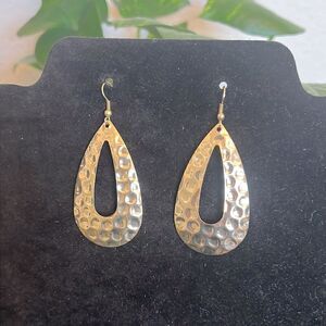 Hammered Gold-Tone Teardrop Dangle Earrings